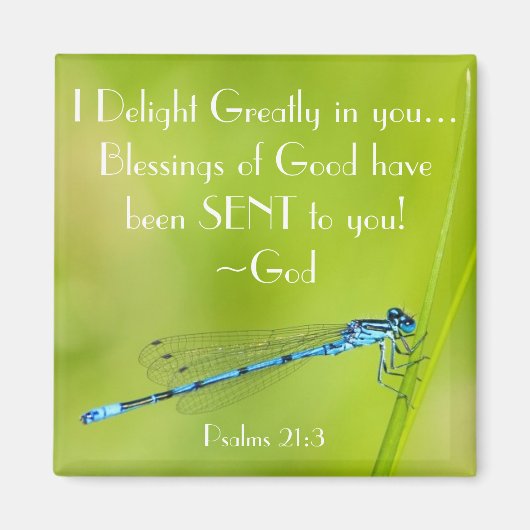 Dragonfly Bible verse Psalm 21:3マグネット マグネット (正面)