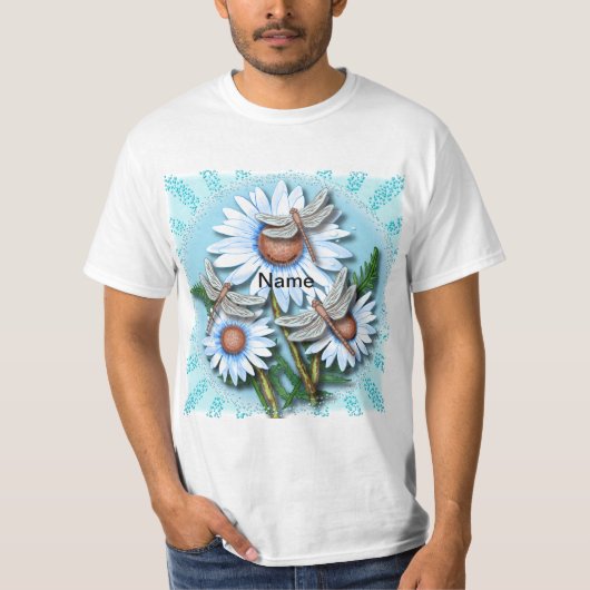 Dragonfly Blue Daisies  Tシャツ (正面)