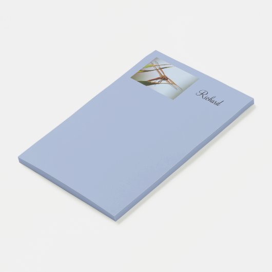 Dragonfly Blue Postパーソナライズされた Notes 4x6 ポストイット (アングル)