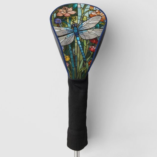 Dragonfly boho floral botanical stain glass ゴルフヘッドカバー (正面)