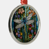 Dragonfly boho floral botanical stain glass メタルオーナメント (右)