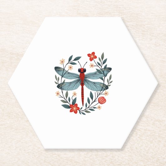 Dragonfly Christmas T-Shirt_1 (1) ペーパーコースター (正面)