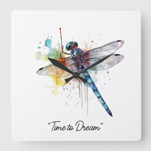 Dragonfly Dreamscape オリジナル時計 スクエア壁時計 (正面)