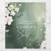 Dragonfly Floral Sweet 16 Thank You ID1310 ワインラベル (シングルラベル)