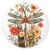 Dragonfly & Flowers Ceramic Knob セラミックノブ (正面)