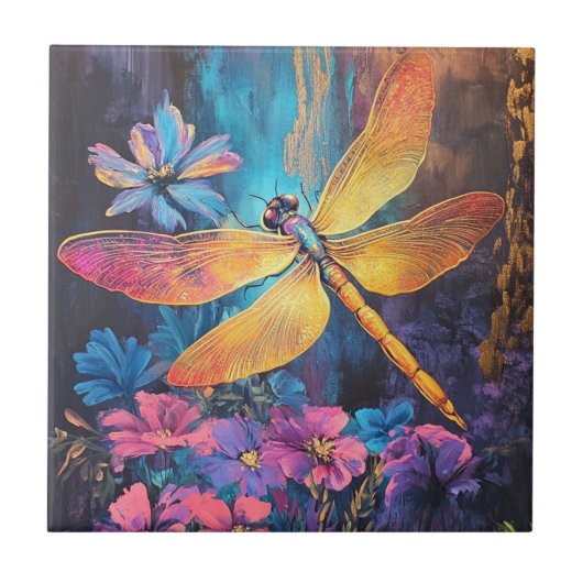 Dragonfly Garden Wings Ceramic Tile 4.25x2.25 タイル (正面)