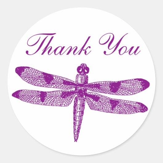 Dragonfly Graphic Thank You ラウンドシール (正面)