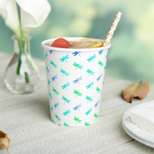 Dragonfly Green and Blue Birthday Paper Cups 紙コップ (インサイチュ)