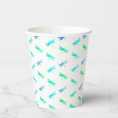 Dragonfly Green and Blue Birthday Paper Cups 紙コップ (正面)