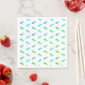 Dragonfly Green and Blue Birthday Paper Napkins スタンダードランチョンナプキン (インサイチュ)
