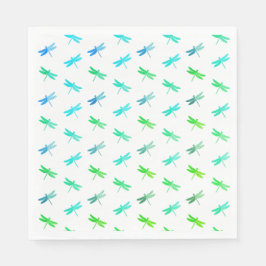 Dragonfly Green and Blue Birthday Paper Napkins スタンダードランチョンナプキン