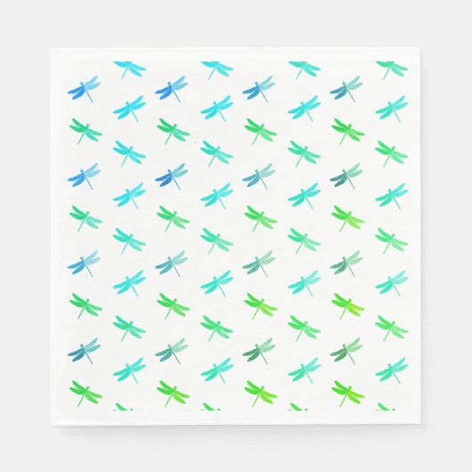 Dragonfly Green and Blue Birthday Paper Napkins スタンダードランチョンナプキン (正面)