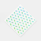 Dragonfly Green and Blue Birthday Paper Napkins スタンダードランチョンナプキン (角)