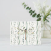 Dragonfly Green White Chic Floral Thinking of You ポストカード (スタンド正面)