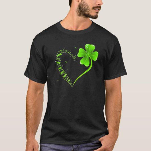 Dragonfly heart Shamrock Heart Clover Happy St. Pa Tシャツ (正面)