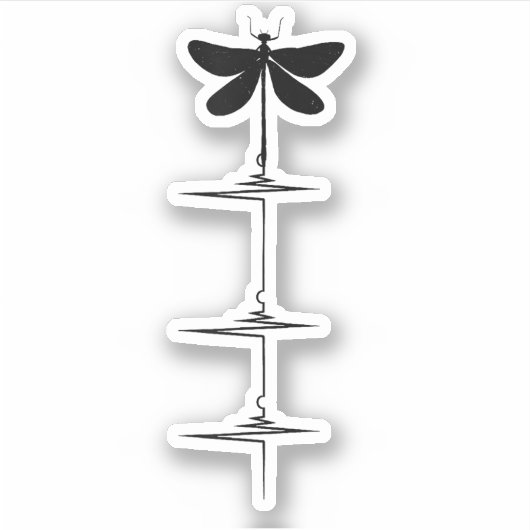 Dragonfly Heartbeat EKG Pulse Nature Insect Dragon シール (正面)