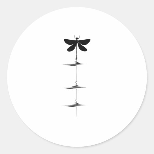 Dragonfly Heartbeat EKG Pulse Nature Insect Dragon ラウンドシール (正面)