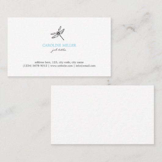 Dragonfly illustration feminine elegant cute card 名刺 (正面/裏面)