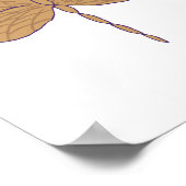 Dragonfly Illustration Purple and Tan ポスター (角)