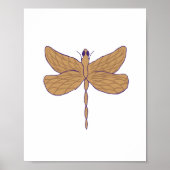 Dragonfly Illustration Purple and Tan ポスター (正面)