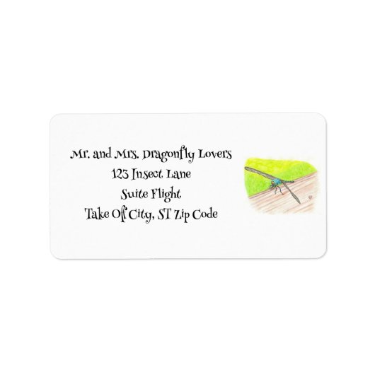 Dragonfly in Watercolor, Custom Address Labels ラベル (正面)