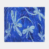 Dragonfly Indigo Dance フリースブランケット (正面(横))