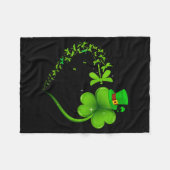 Dragonfly Irish Shamrock Heart Happy St Patrick's  フリースブランケット (正面(横))