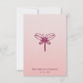 Dragonfly Logo in Burgundy on Gradient for Wedding (正面)