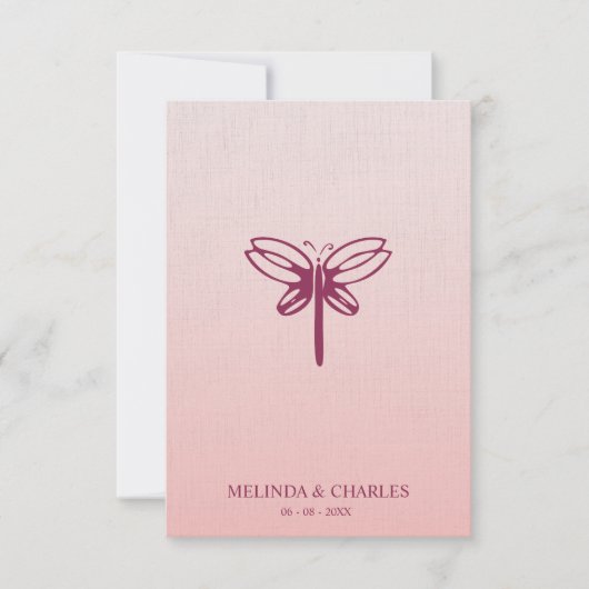Dragonfly Logo in Burgundy on Gradient for Wedding (正面)