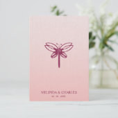 Dragonfly Logo in Burgundy on Gradient for Wedding (スタンド正面)