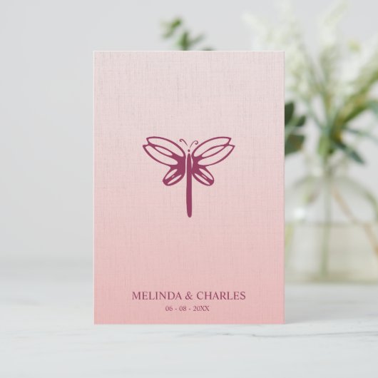 Dragonfly Logo in Burgundy on Gradient for Wedding (スタンド正面)