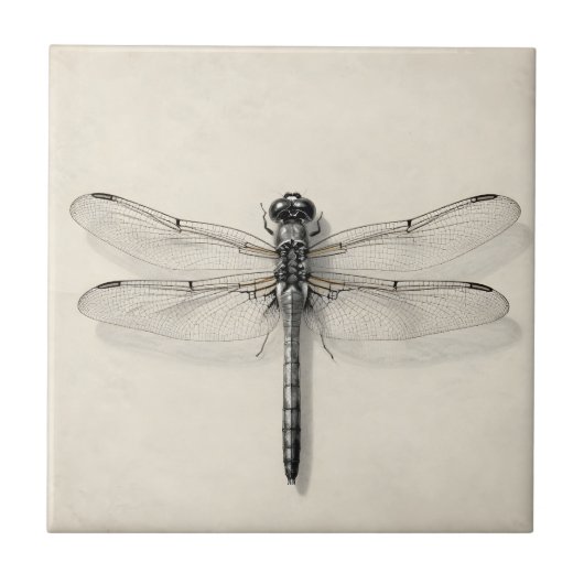 Dragonfly Metallic Detailed Vintage Entomological  タイル (正面)