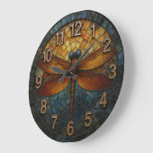 Dragonfly nature themed insect art garden style ラージ壁時計 (傾斜)