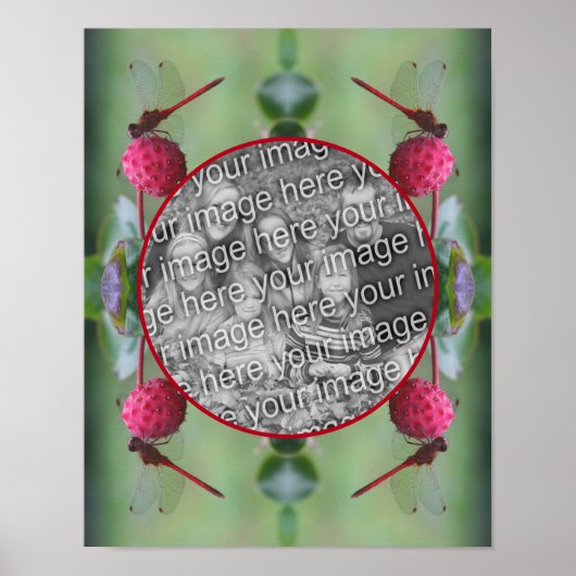 Dragonfly On Dogwood Fruit自分の写真を作成 ポスター (正面)