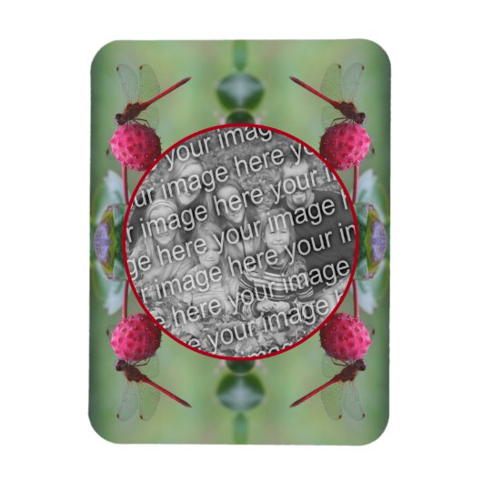 Dragonfly On Dogwood Fruit自分の写真を作成 マグネット (縦)