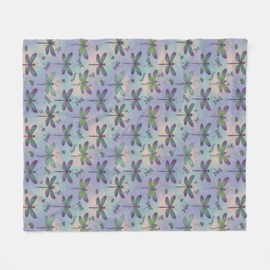 Dragonfly Pattern フリースブランケット (正面(横))