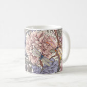 Dragonfly Peony Pink Light Purple French Floral コーヒーマグカップ (正面右)