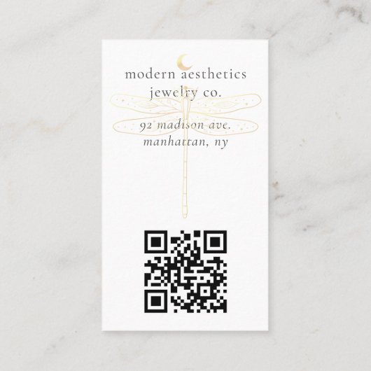 Dragonfly QR Code Gray Earring Display Card 名刺 (裏面)