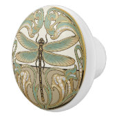 Dragonfly Sage Green & Gold Art Deco Nouveau セラミックノブ (右)
