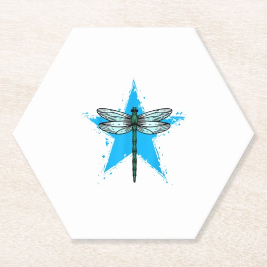 Dragonfly Star Design Insect Love Lover Dragonflie ペーパーコースター (正面)