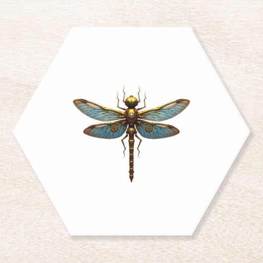 Dragonfly Steam Punk Insect Art Engineer Steampunk ペーパーコースター (正面)