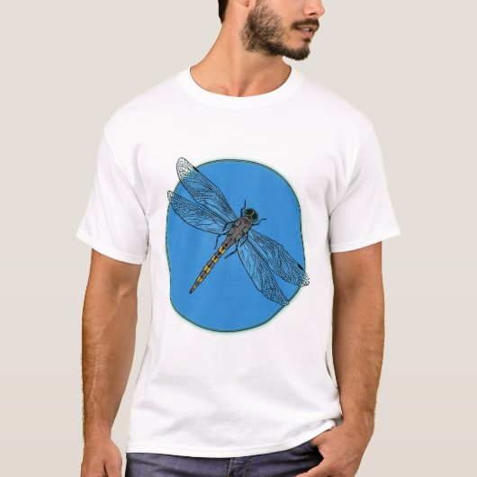 Dragonfly Summer – ライトブルーの円形アート Tシャツ (正面)