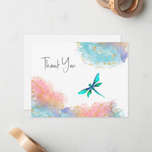 Dragonfly Thank You Note Card ノートカード (正面/裏面インサイチュ)