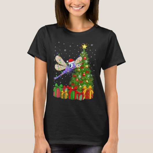 Dragonfly   Xmas Holiday Santa Dragonfly Christmas Tシャツ (正面)