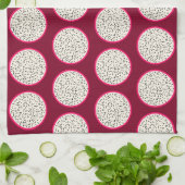 Dragonfruit/ドラゴンのフルーツの様式化されたフルーツの切れ キッチンタオル (折り畳み)