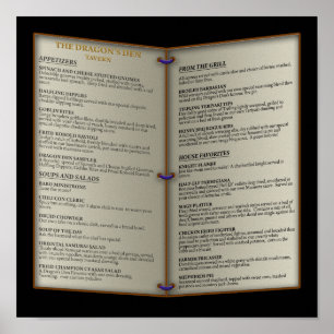 Dragon's Den Tavern Menu ポスター