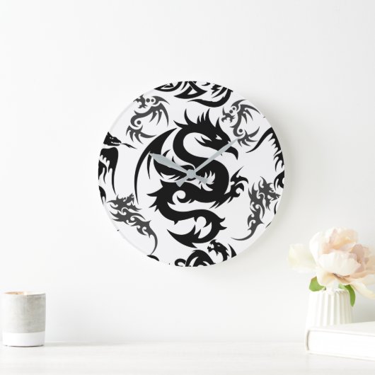 Dragons outline pattern 05.b.DOLP01 ラージ壁時計 (ホーム)