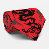 Dragons outline pattern 05.b.DOLP01. Red BG ネクタイ (ロール)