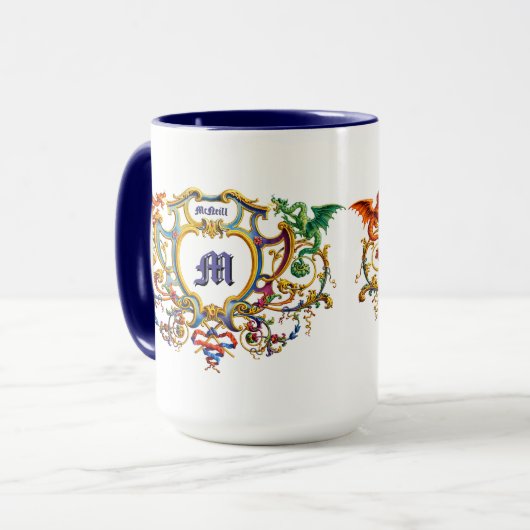 Dragons Rococo Cartouche Name & Monogram マグカップ (正面左)