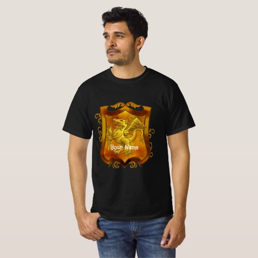 Dragons Shield  Family Crest Surname  Tシャツ (正面フル)